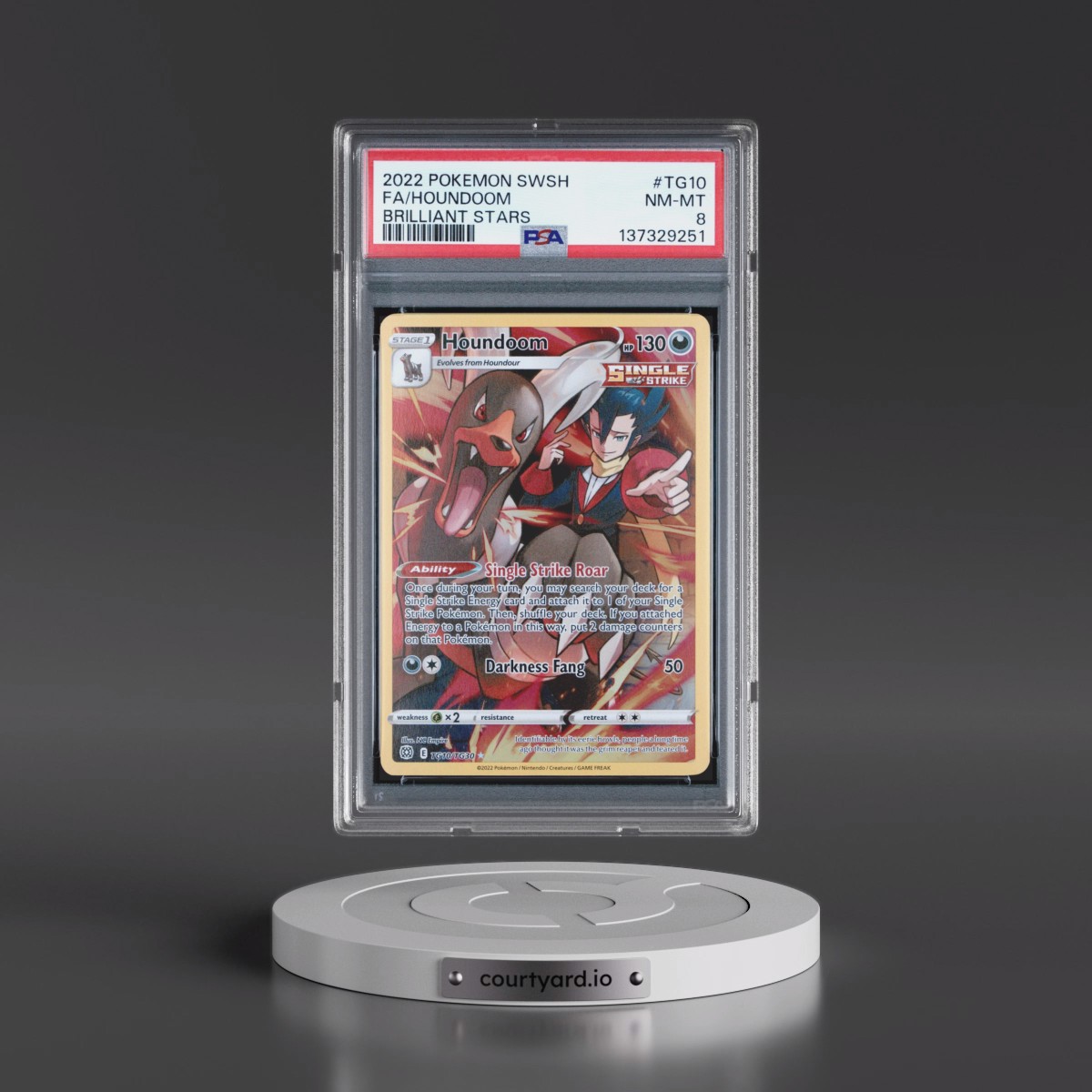 2022 Pokémon Sword & Shield Brilliant Stars #TG10 Houndoom - Full Art (PSA 8 NM-MT)