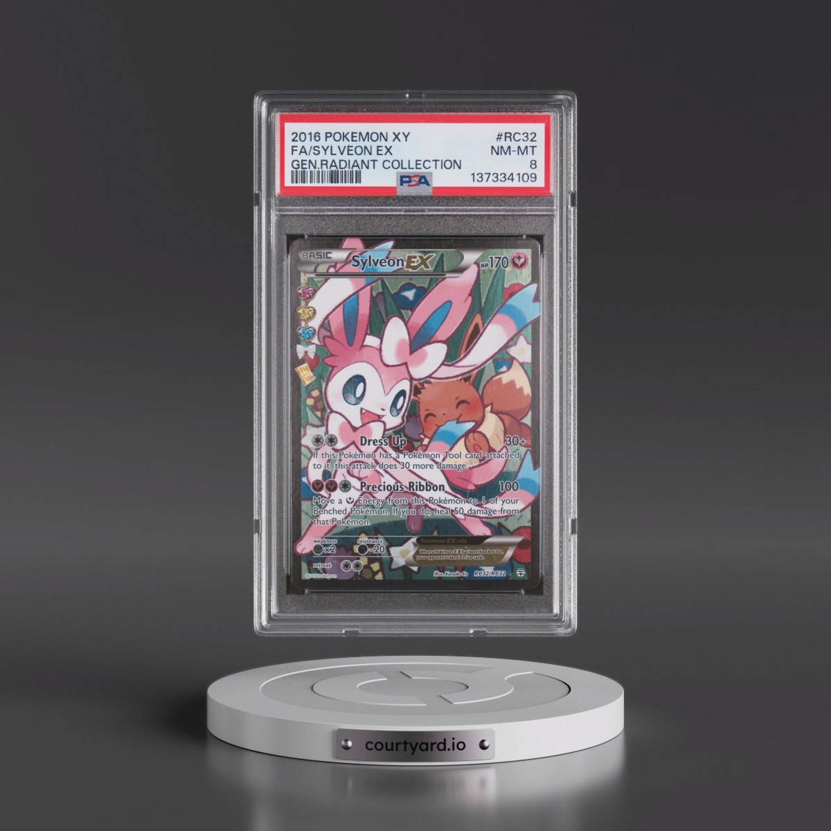 2016 Pokémon XY Generations Radiant Collection #RC32 Sylveon EX - Holo Full Art (PSA 8 NM-MT)