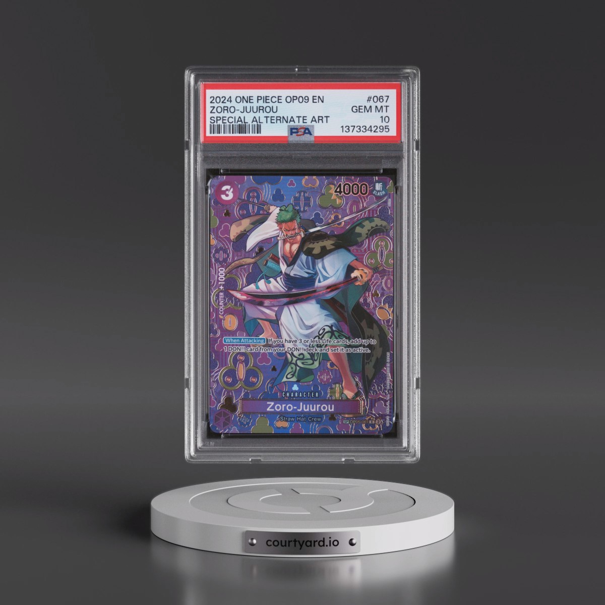 2024 One Piece OP09-Emperors in the New World #067 Zoro-Juurou - Special Alternate Art (PSA 10 GEM MINT)