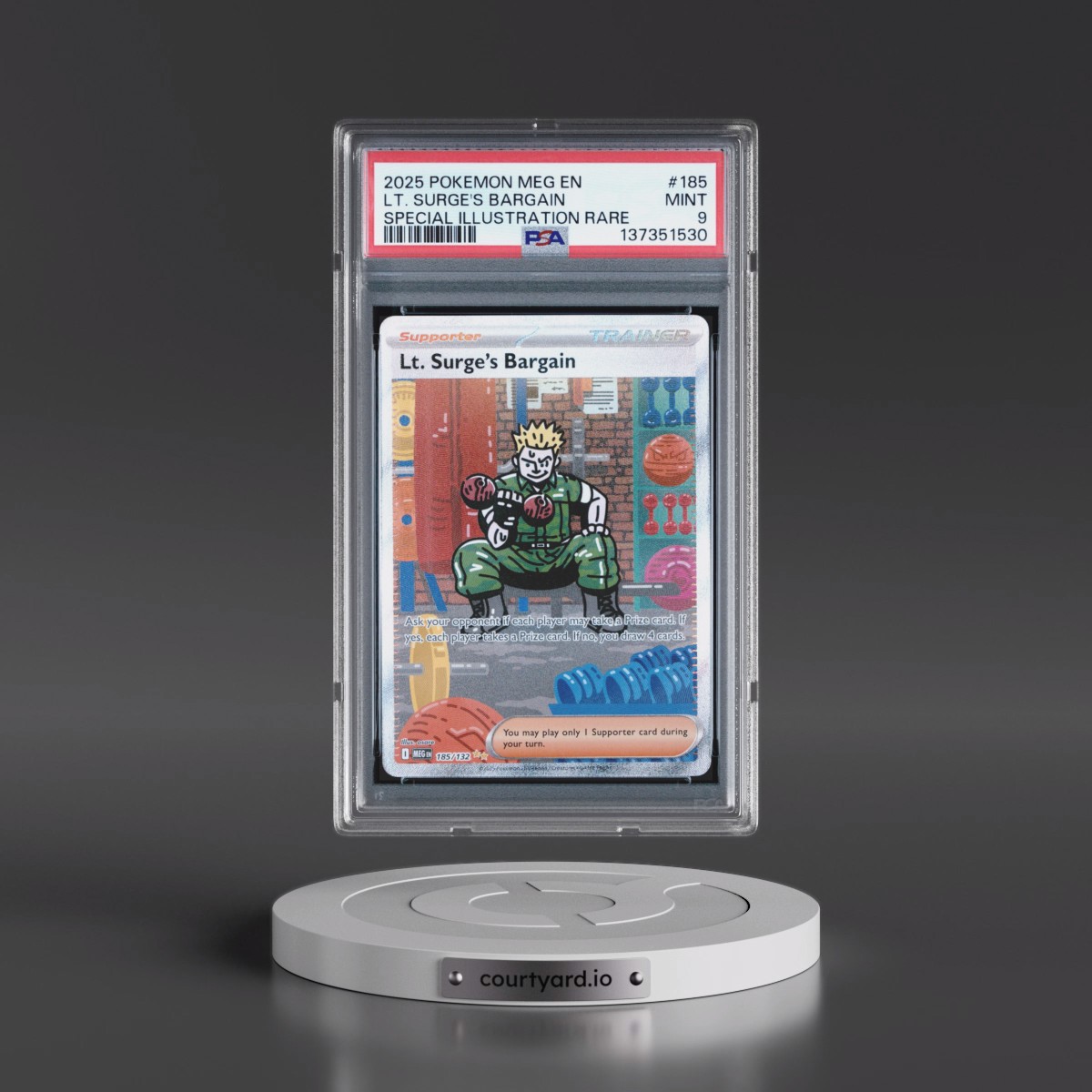 2025 Pokémon Meg EN-Mega Evolution #185 LT. Surge's Bargain - Special Illustration Rare (PSA 9 MINT)