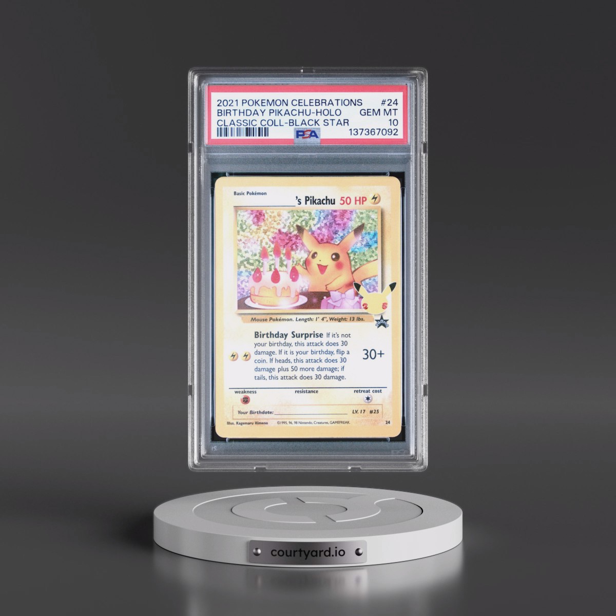 2021 Pokémon Celebrations Classic Collection #24 Birthday Pikachu - Holo (PSA 10 GEM MINT)