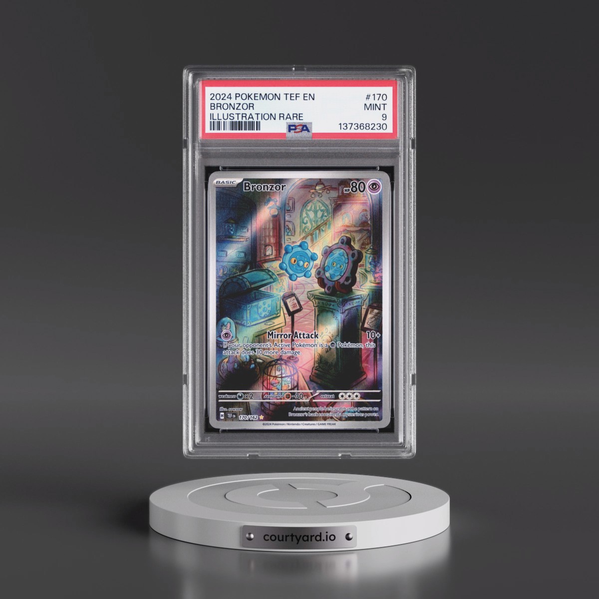 2024 Pokémon Tef EN-Temporal Forces #170 Bronzor - Illustration Rare (PSA 9 MINT)