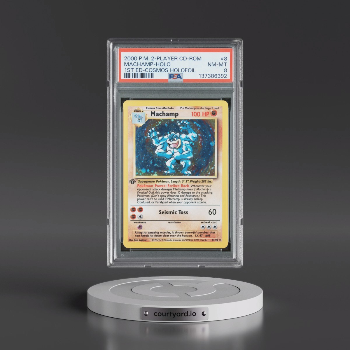 2000 Pokémon 2-Player CD-Rom Starter Set #8 Machamp - 1st Edition Cosmos Holofoil (PSA 8 NM-MT)