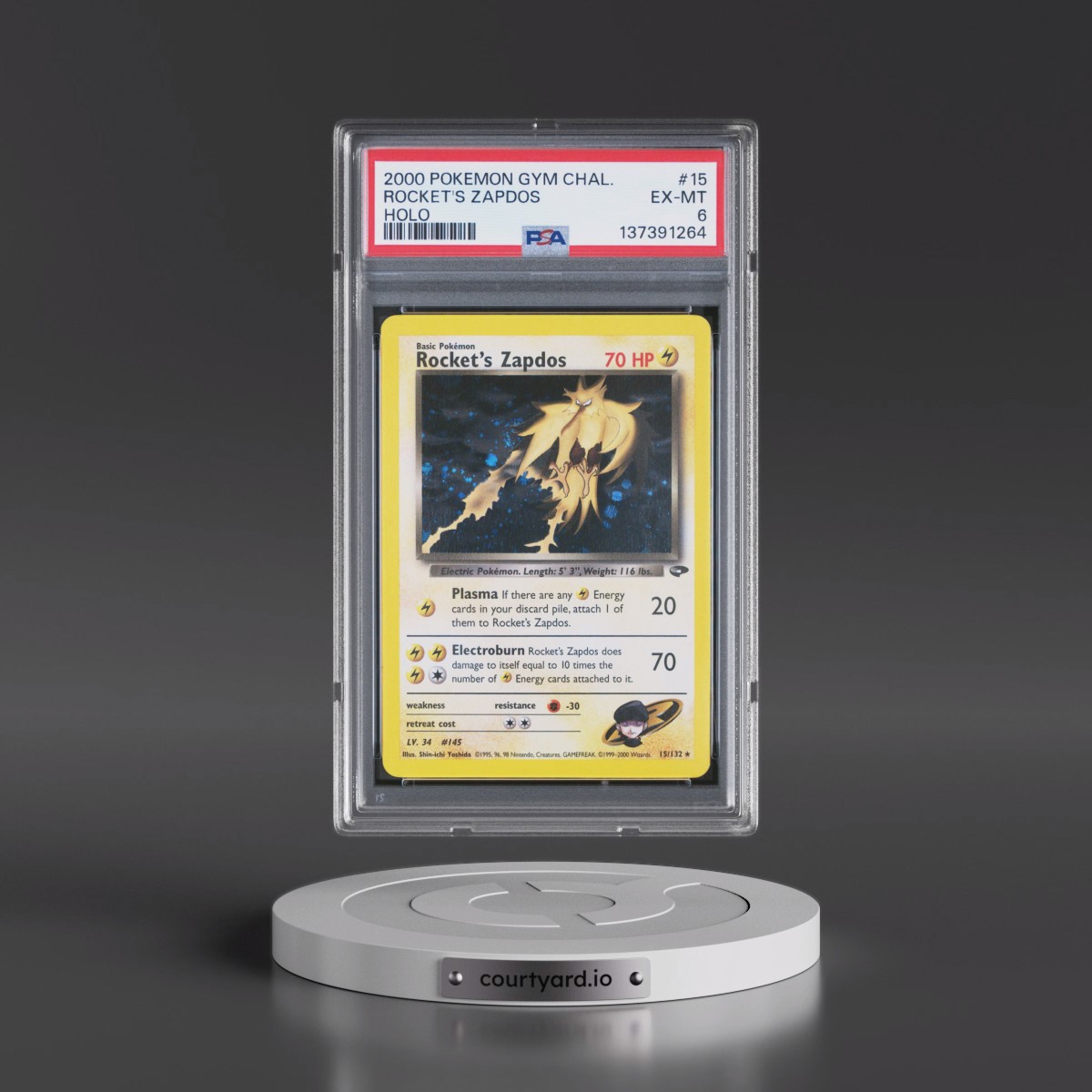 2000 Pokémon Gym Challenge #15 Rocket's Zapdos - Holo (PSA 6 EX-MT)