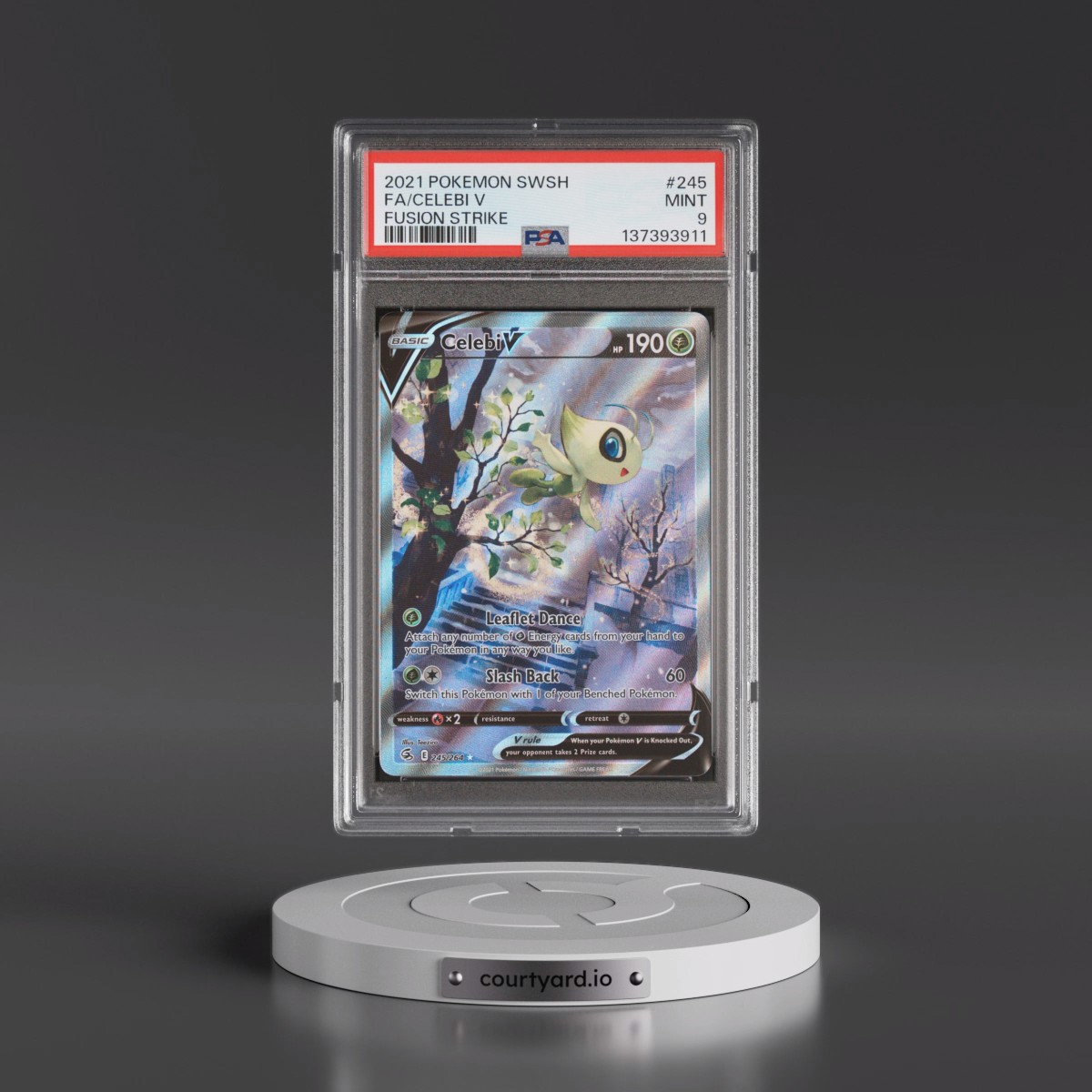 2021 Pokémon Sword & Shield Fusion Strike #245 Celebi V - Holo Full Art (PSA 9 MINT)