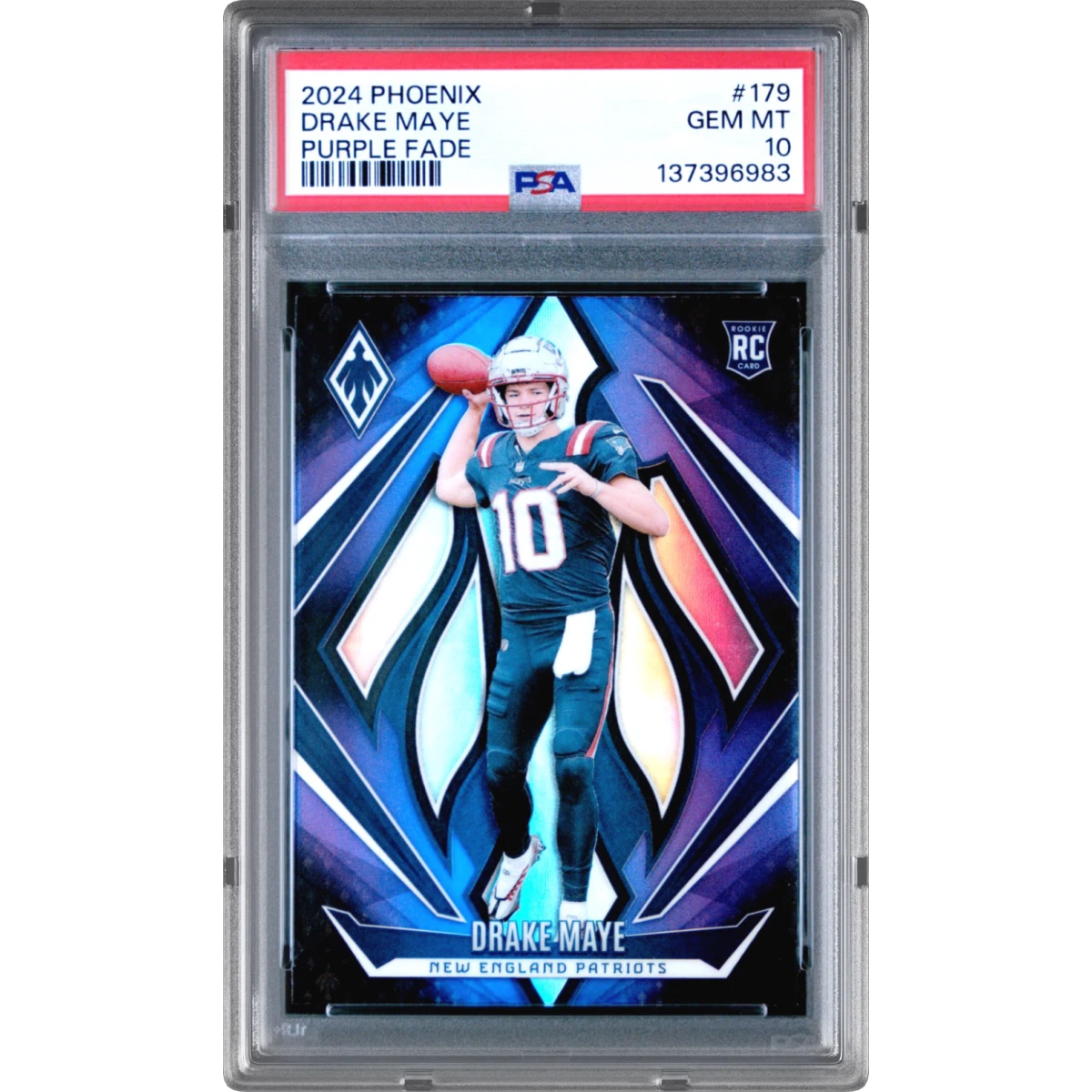 2024 Panini Phoenix #179 Drake Maye - Purple Fade (PSA 10 GEM MINT)