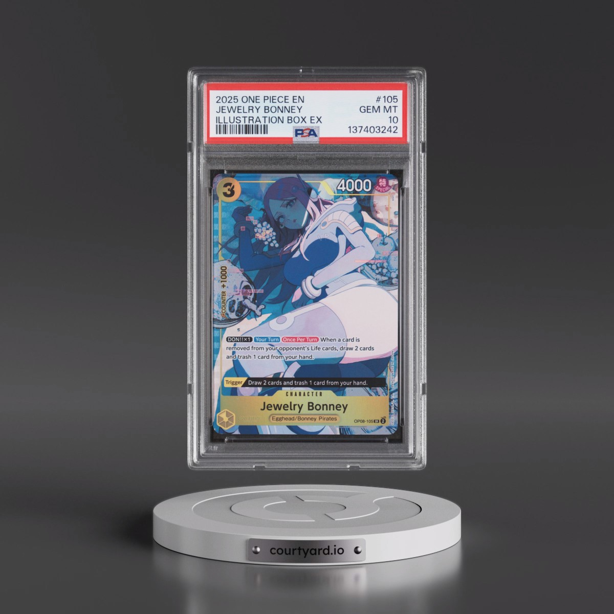 2025 One Piece Promos #105 Jewelry Bonney - Illustration Box EX (PSA 10 GEM MINT)