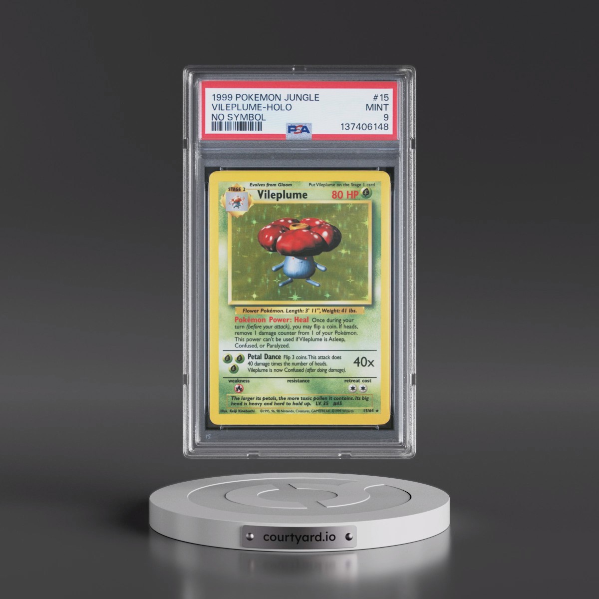 1999 Pokémon Jungle #15 Vileplume - Holo No Symbol (PSA 9 MINT)