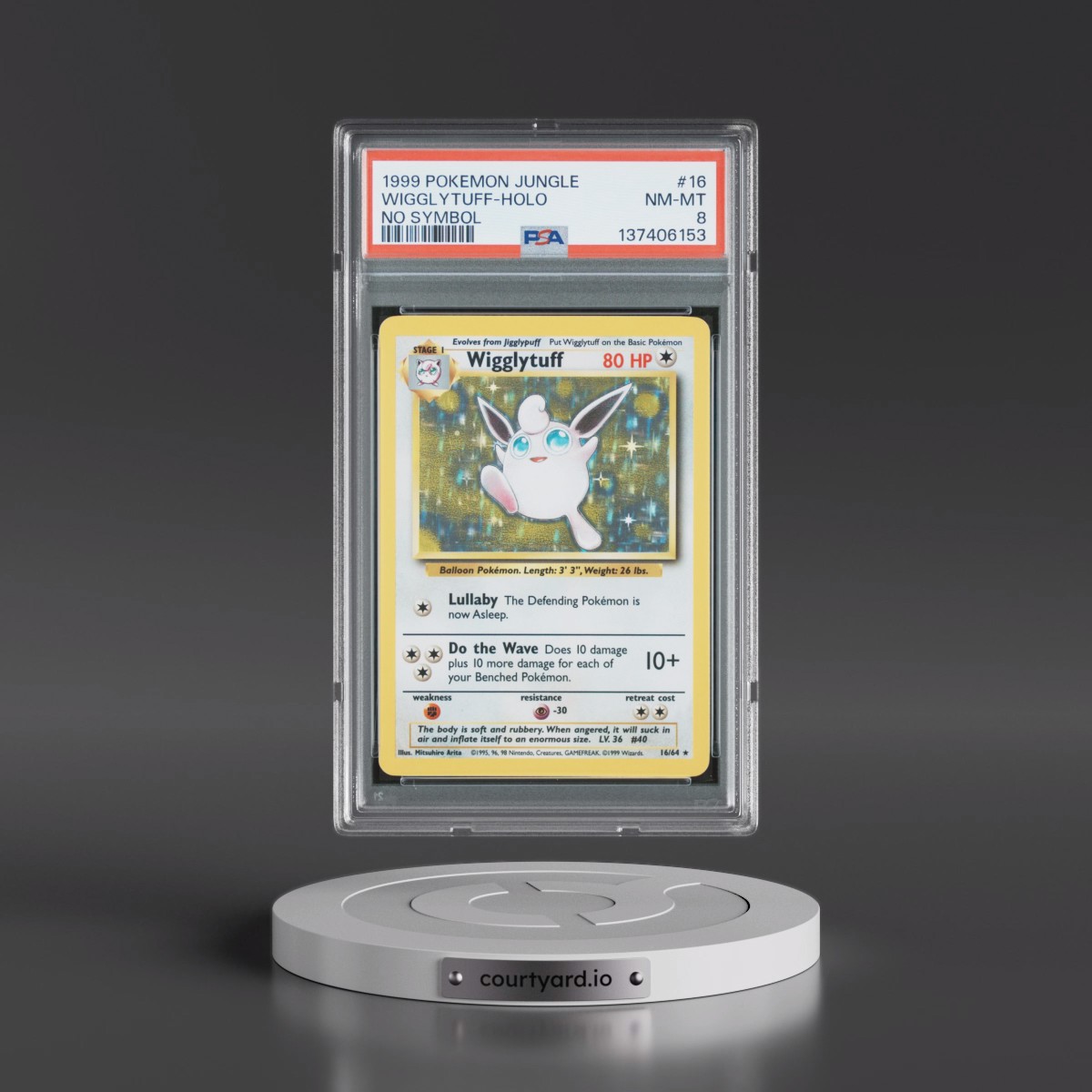 1999 Pokémon Jungle #16 Wigglytuff - Holo No Symbol (PSA 8 NM-MT)