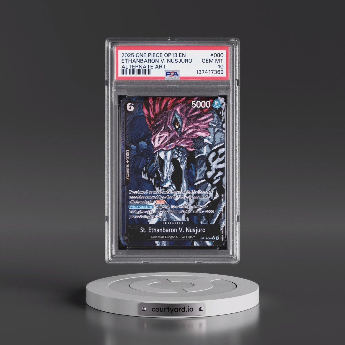 2025 One Piece OP13-Carrying on His Will #080 St. Ethanbaron V. Nusjuro - Alternate Art (PSA 10 GEM MINT)