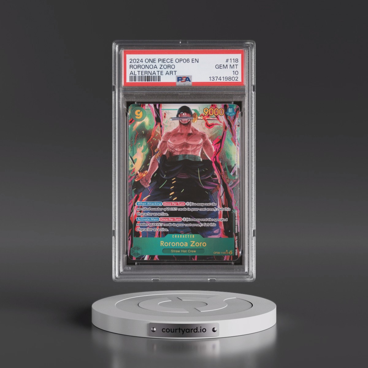2024 One Piece OP06-Wings of the Captain #118 Roronoa Zoro - Alternate Art (PSA 10 GEM MINT)