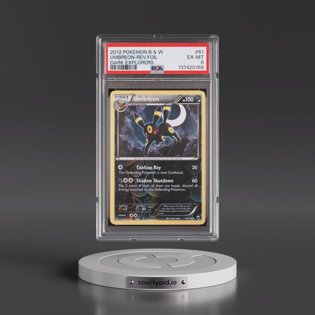 2012 Pokémon Black & White Dark Explorers #61 Umbreon - Reverse Foil (PSA 6 EX-MT)