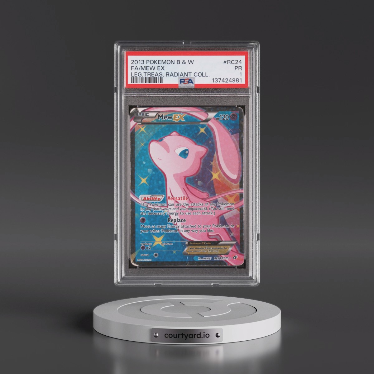 2013 Pokémon Black & White Legendary Treasures Radiant Collection #RC24 Mew EX - Holo Full Art (PSA 1 PR)