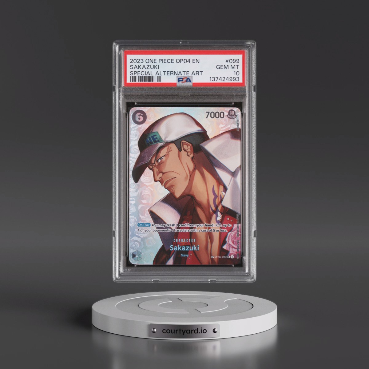 2023 One Piece OP04-Kingdoms of Intrigue #099 Sakazuki - Special Alternate Art (PSA 10 GEM MINT)