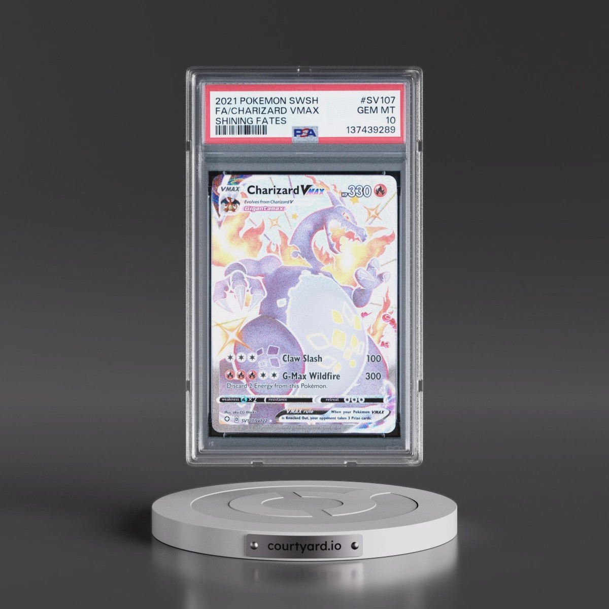 2021 Pokémon Sword & Shield Shining Fates #SV107 Charizard Vmax - Full Art (PSA 10 GEM MINT)