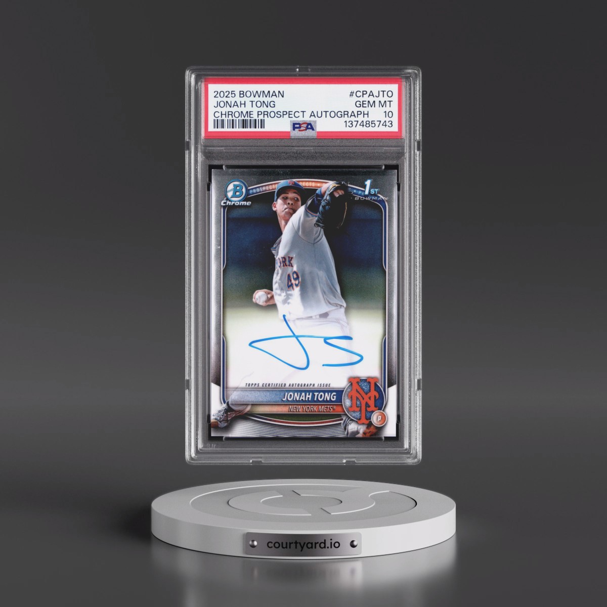 2025 Bowman Chrome Prospect Autographs #CPAJTO Jonah Tong (PSA 10 GEM MINT)