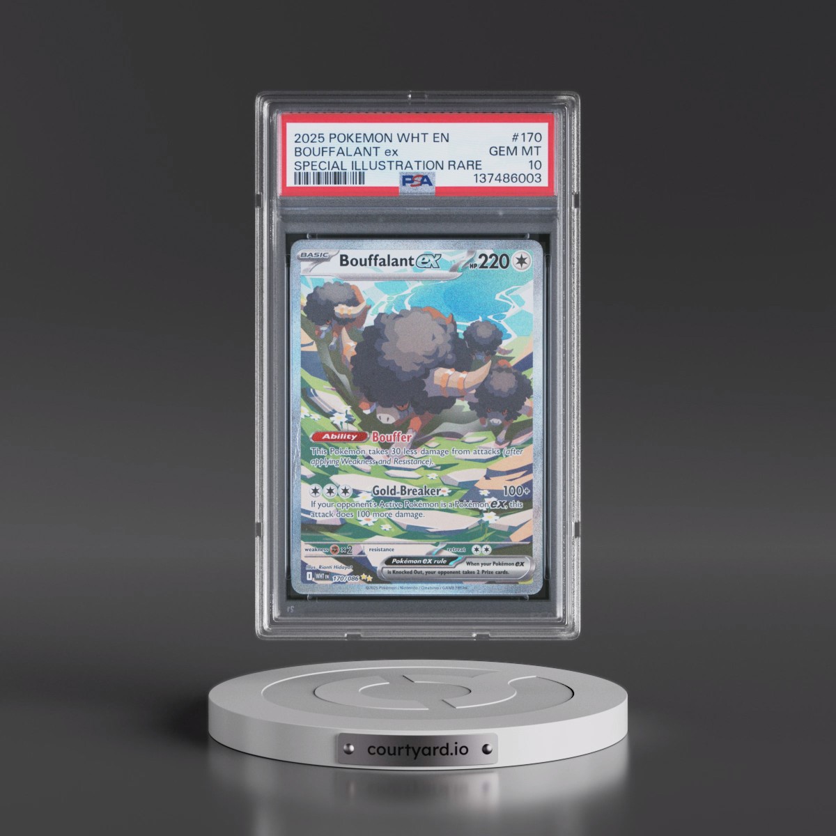 2025 Pokémon Wht EN-White Flare #170 Bouffalant EX - Holo Special Illustration Rare (PSA 10 GEM MINT)