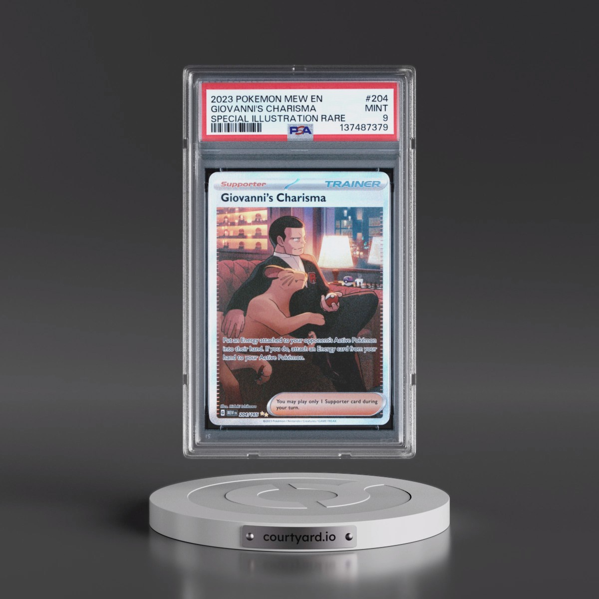 2023 Pokémon Mew EN-151 #204 Giovanni's Charisma - Special Illustration Rare (PSA 9 MINT)
