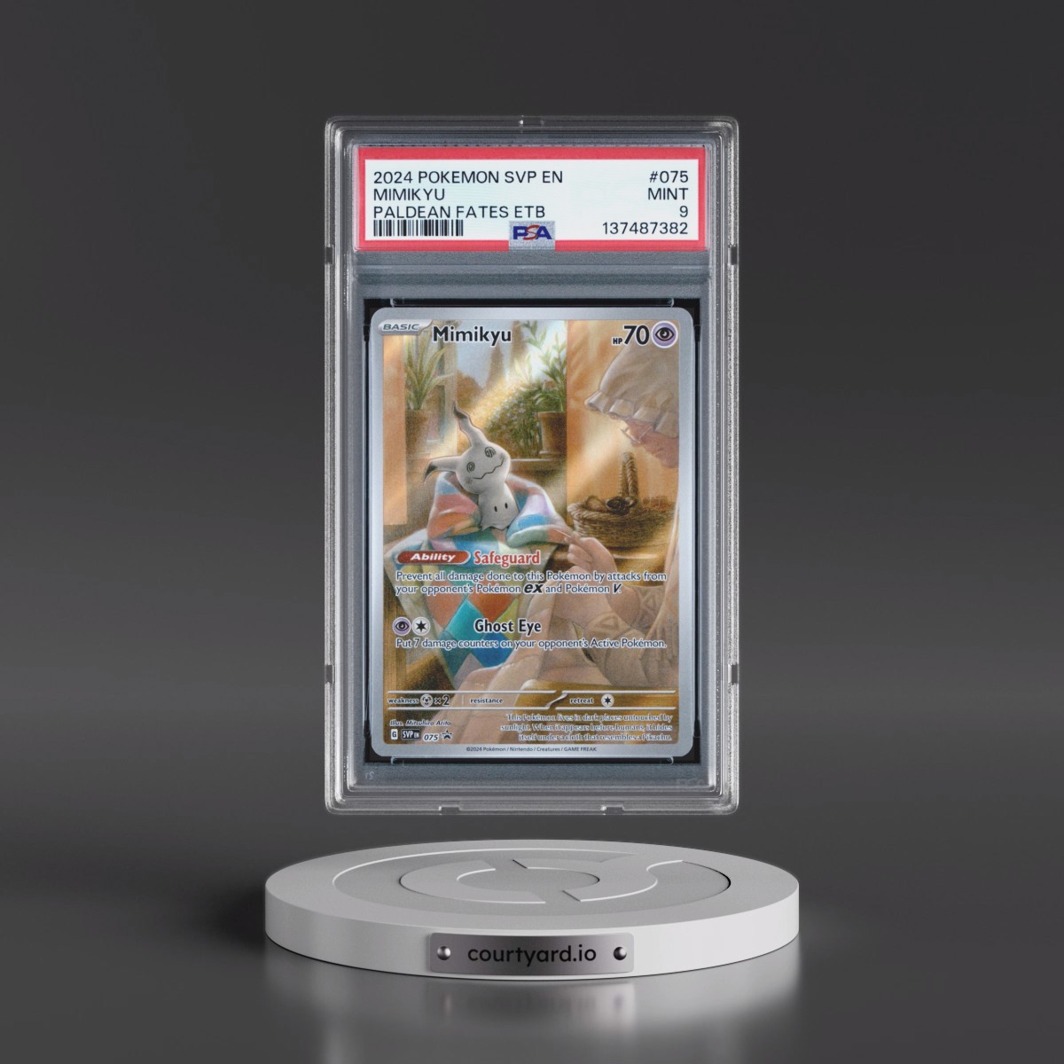 2024 Pokémon Svp EN-SV Black Star Promo #075 Mimikyu - Paldean Fates Elite Trainer Box (PSA 9 MINT)