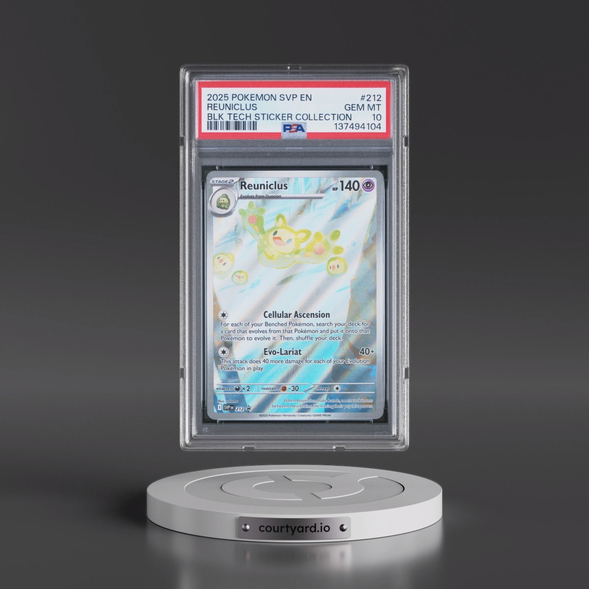 2025 Pokémon Svp EN-SV Black Star Promo #212 Reuniclus - Black Bolt Tech Sticker Collection (PSA 10 GEM MINT)