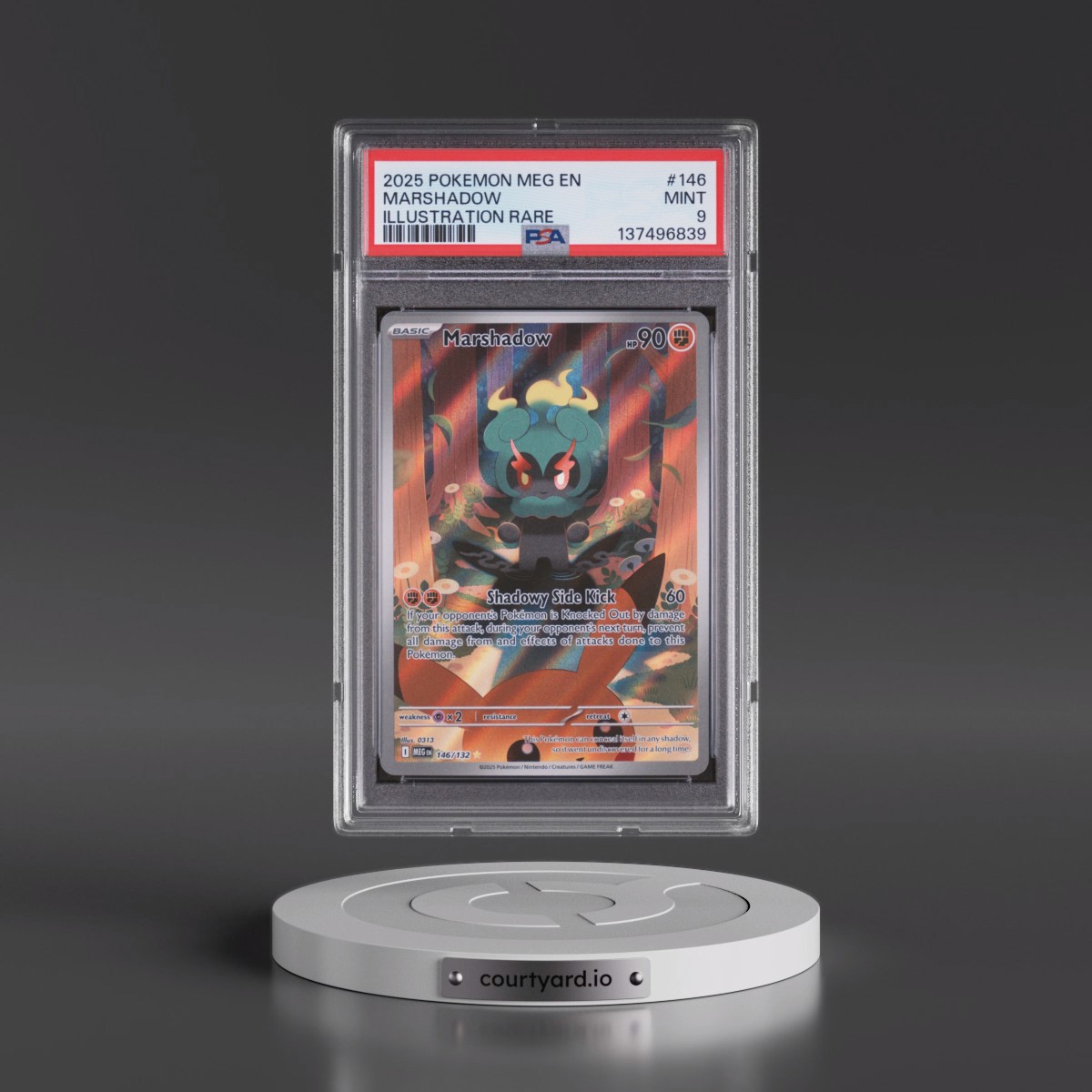2025 Pokémon Meg EN-Mega Evolution #146 Marshadow - Illustration Rare (PSA 9 MINT)