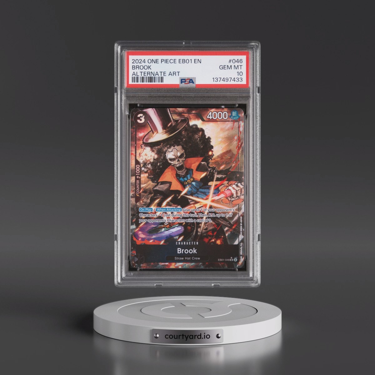 2024 One Piece EB01-Extra Booster -Memorial Collection #046 Brook - Alternate Art (PSA 10 GEM MINT)