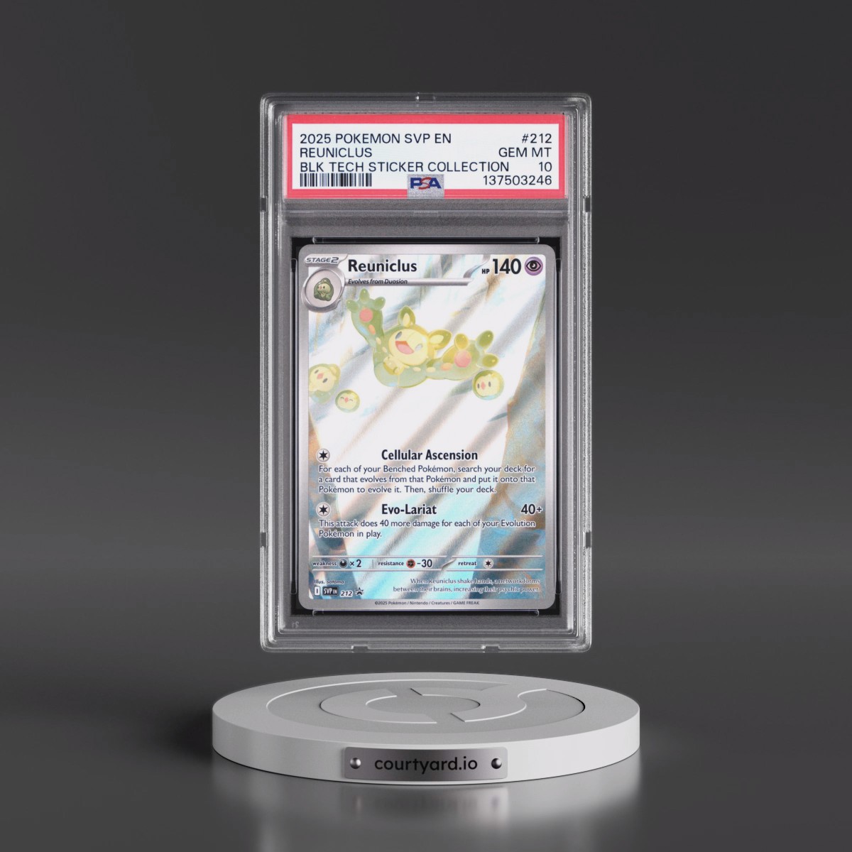 2025 Pokémon Svp EN-SV Black Star Promo #212 Reuniclus - Black Bolt Tech Sticker Collection (PSA 10 GEM MINT)