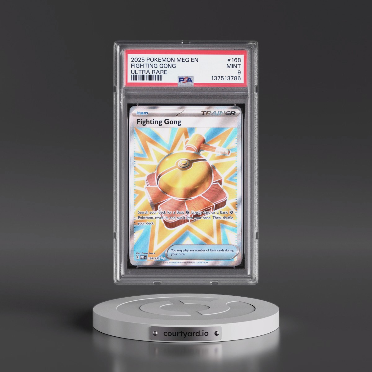 2025 Pokémon Meg EN-Mega Evolution #168 Fighting Gong - Ultra Rare (PSA 9 MINT)