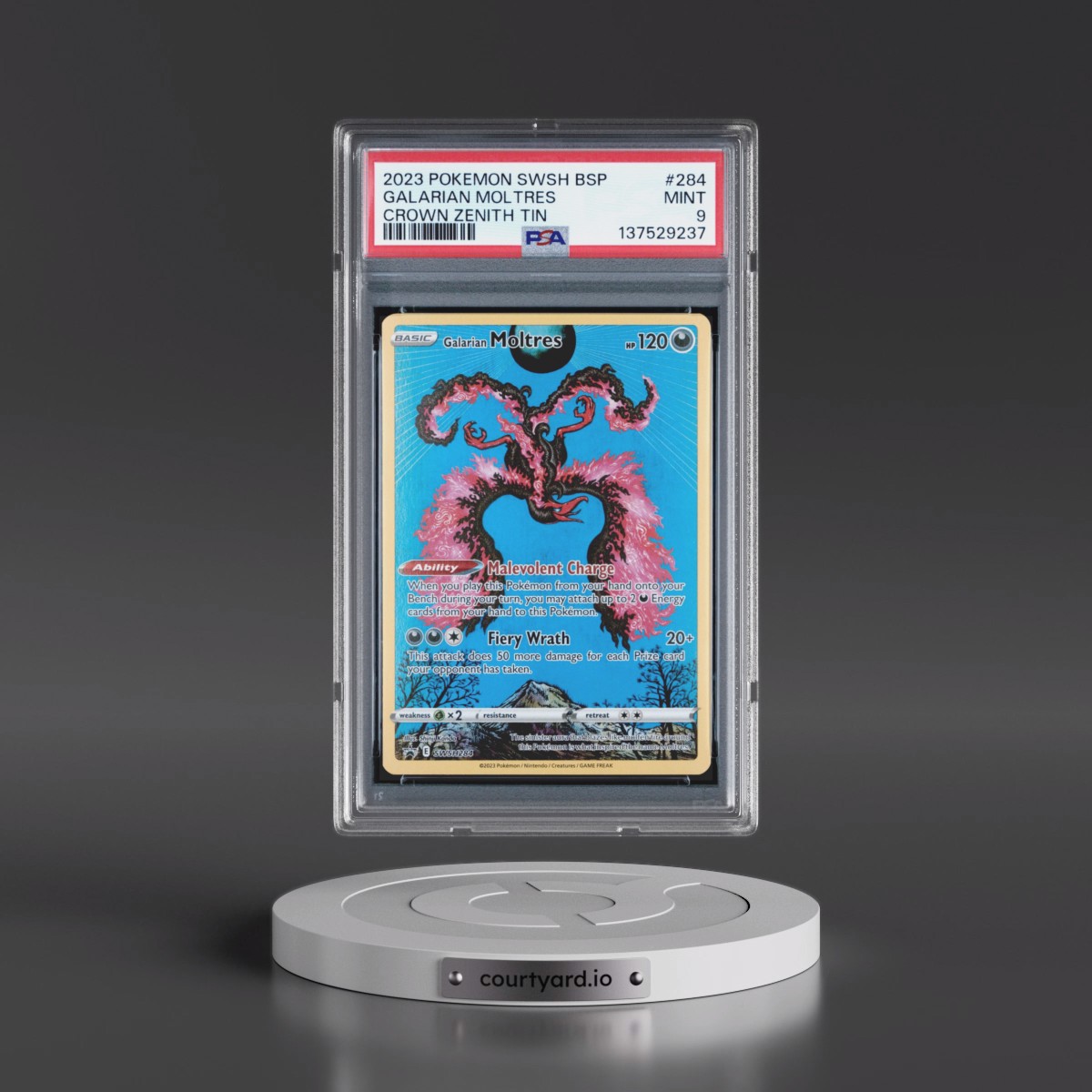 2023 Pokémon Swsh Black Star Promo #284 Galarian Moltres - Crown Zenith Tin (PSA 9 MINT)