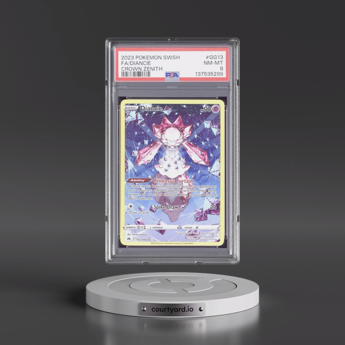 2023 Pokémon Sword and Shield Crown Zenith #GG13 Diancie - Full Art (PSA 8 NM-MT)