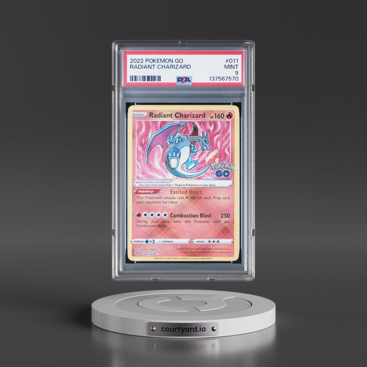 2022 Pokémon Go #011 Radiant Charizard - Holo (PSA 9 MINT)