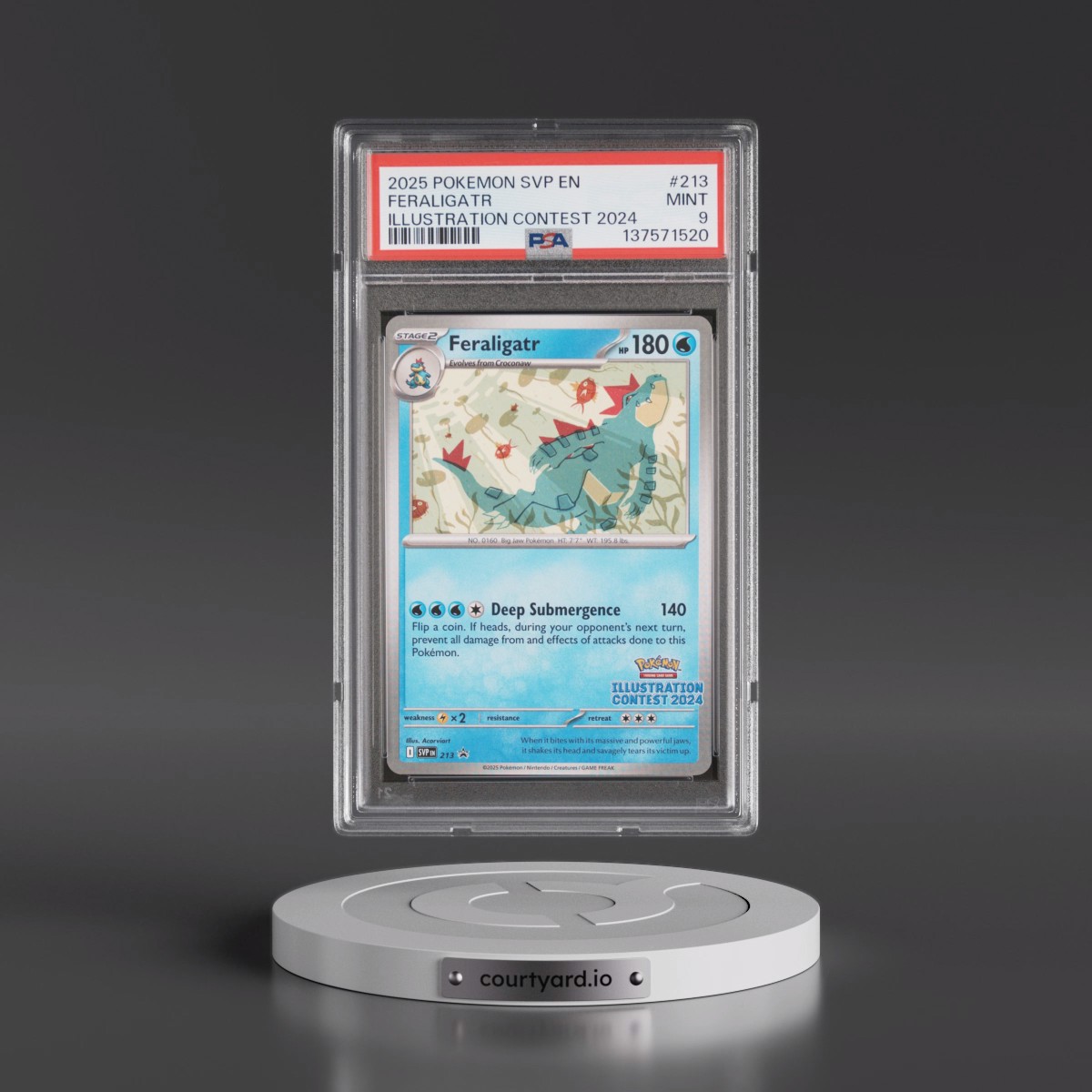 2025 Pokémon Svp EN-SV Black Star Promo #213 Feraligatr - Illustration Contest 2024 (PSA 9 MINT)