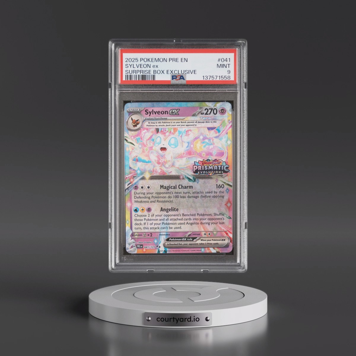 2025 Pokémon Pre EN-Prismatic Evolutions #041 Sylveon EX - Holo Surprise Box Exclusive (PSA 9 MINT)