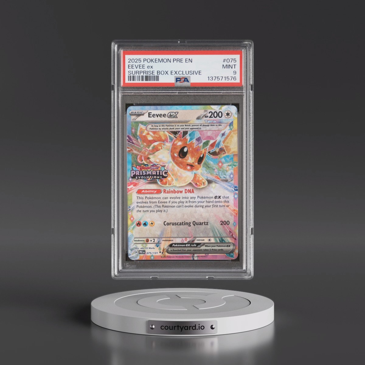 2025 Pokémon Pre EN-Prismatic Evolutions #075 Eevee EX - Holo Surprise Box Exclusive (PSA 9 MINT)