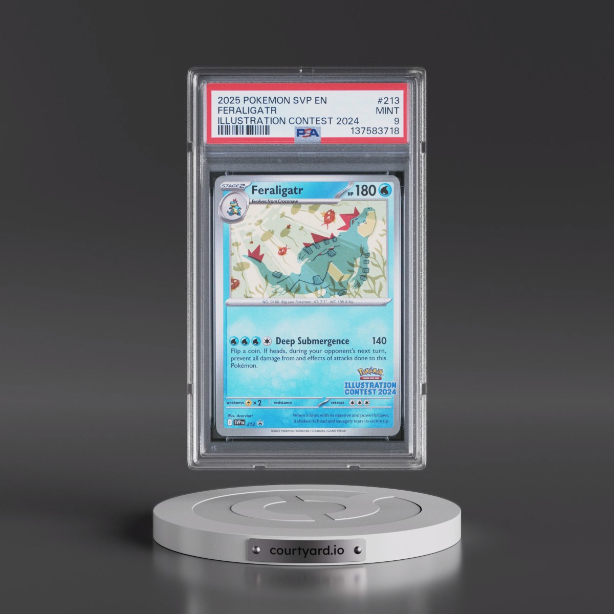 2025 Pokémon Svp EN-SV Black Star Promo #213 Feraligatr - Illustration Contest 2024 (PSA 9 MINT)