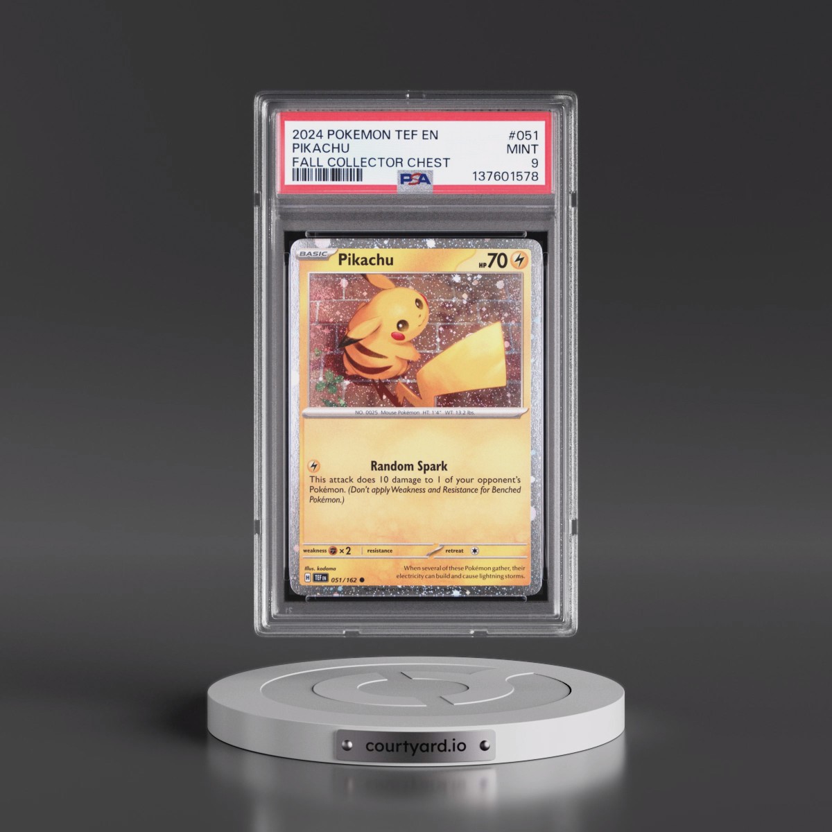 2024 Pokémon Tef EN-Temporal Forces #051 Pikachu - Fall Collector Chest (PSA 9 MINT)