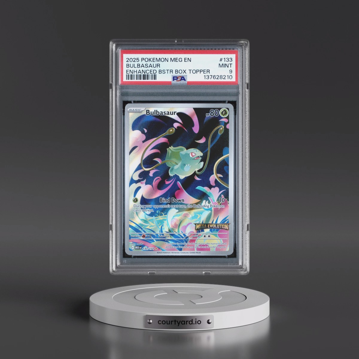 2025 Pokémon Meg EN-Mega Evolution #133 Bulbasaur - Enhanced Booster Box Topper (PSA 9 MINT)