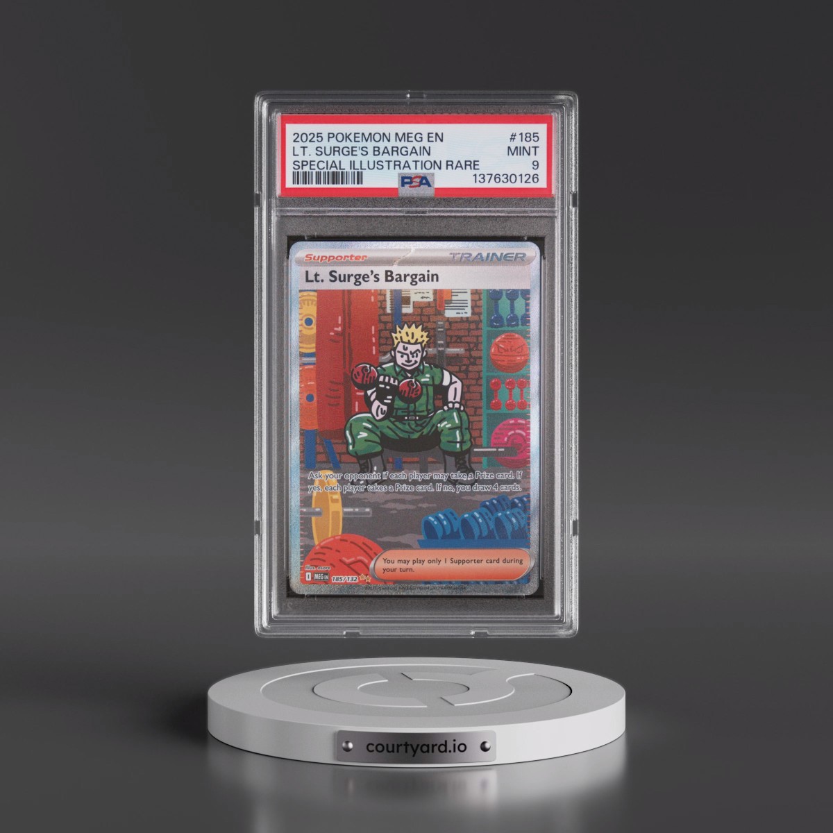 2025 Pokémon Meg EN-Mega Evolution #185 LT. Surge's Bargain - Special Illustration Rare (PSA 9 MINT)