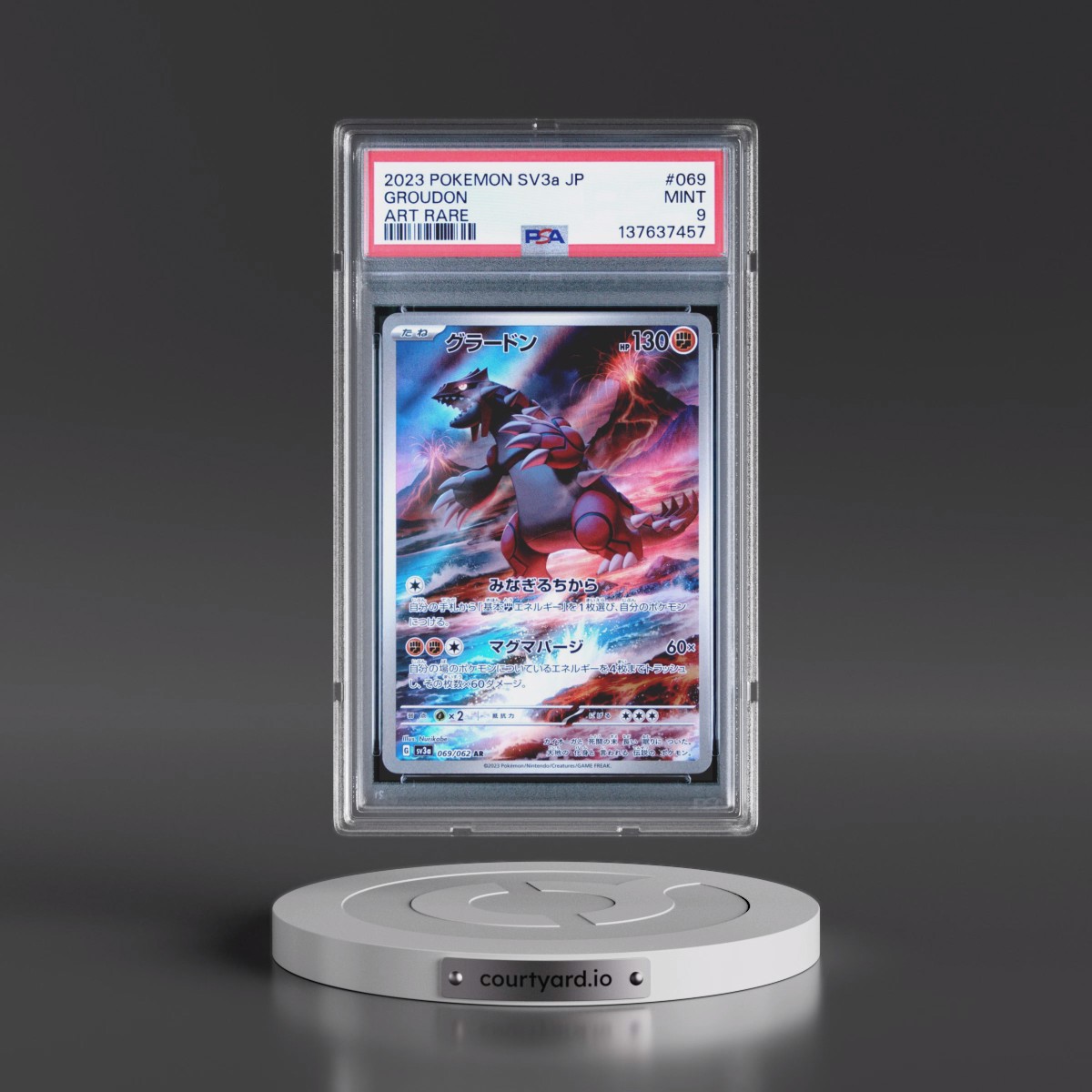 2023 Pokémon Sv3a-Raging Surf #069 Groudon - Art Rare (PSA 9 MINT)