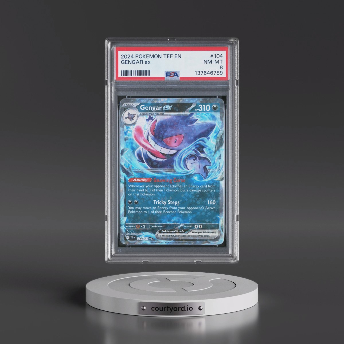 2024 Pokémon Tef EN-Temporal Forces #104 Gengar EX - Holo (PSA 8 NM-MT)
