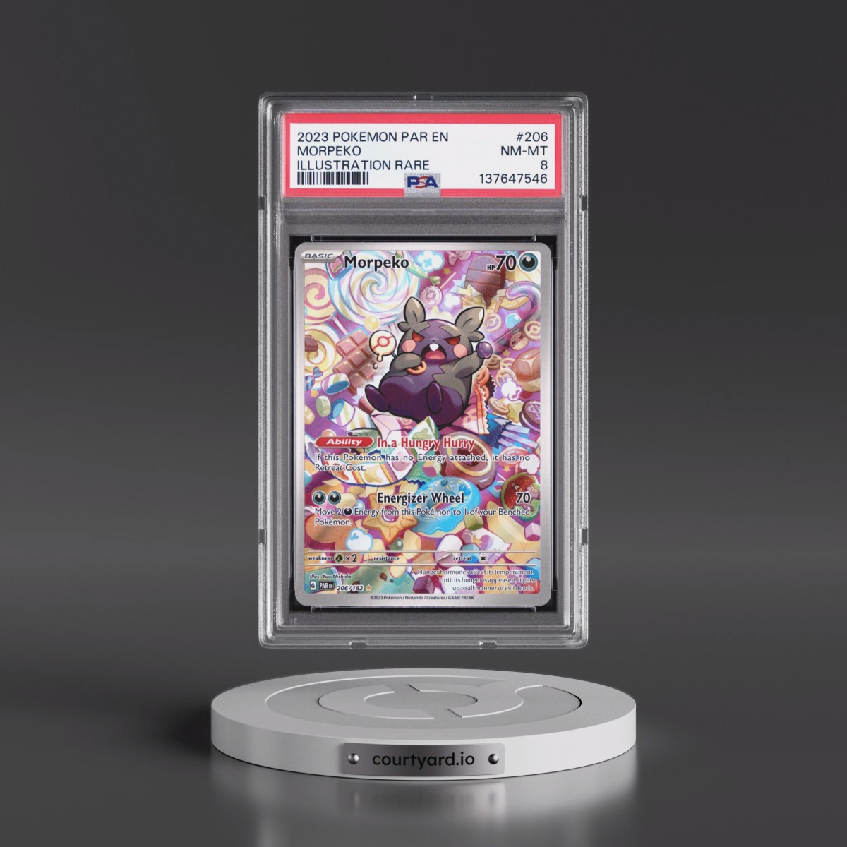2023 Pokémon Par EN-Paradox Rift #206 Morpeko - Illustration Rare (PSA 8 NM-MT)