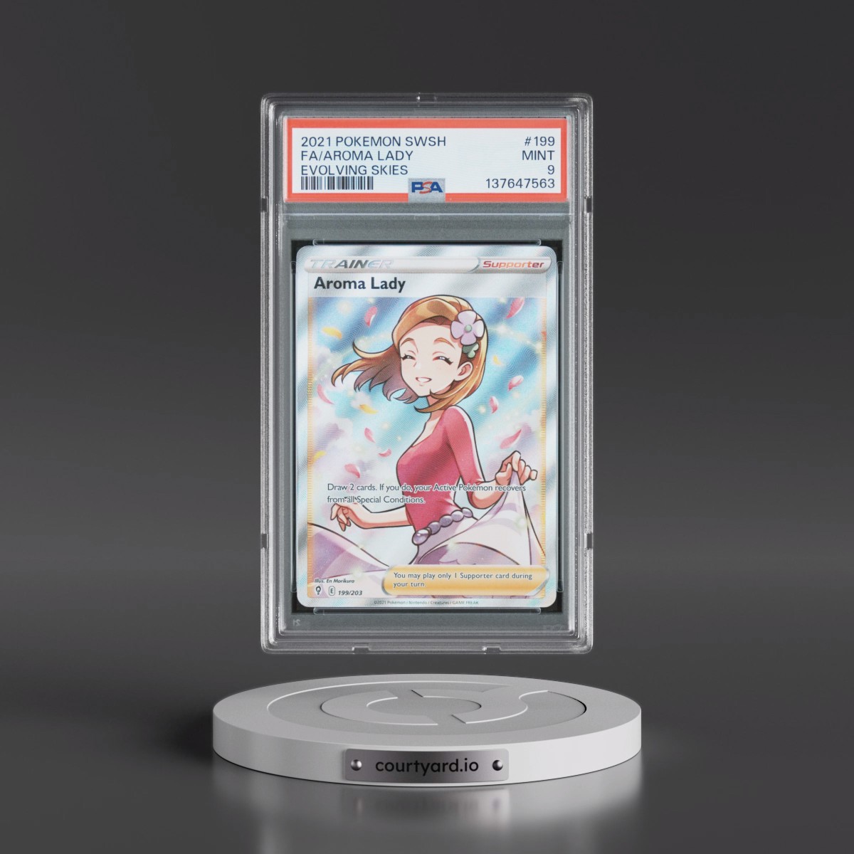 2021 Pokémon Sword & Shield Evolving Skies #199 Aroma Lady - Full Art (PSA 9 MINT)