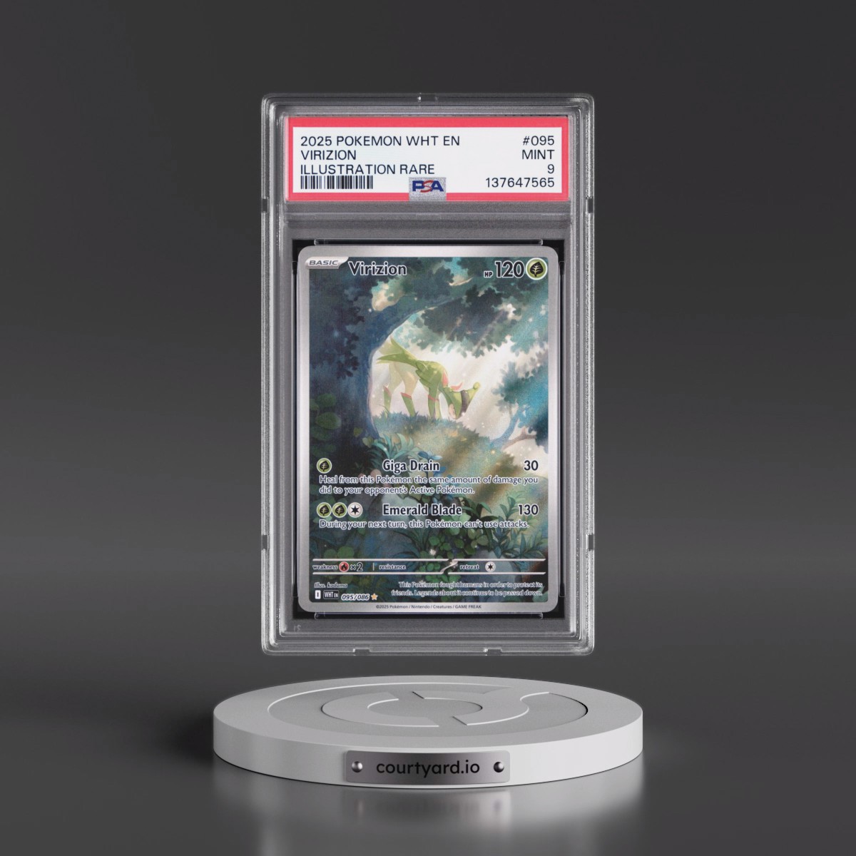 2025 Pokémon Wht EN-White Flare #095 Virizion - Illustration Rare (PSA 9 MINT)
