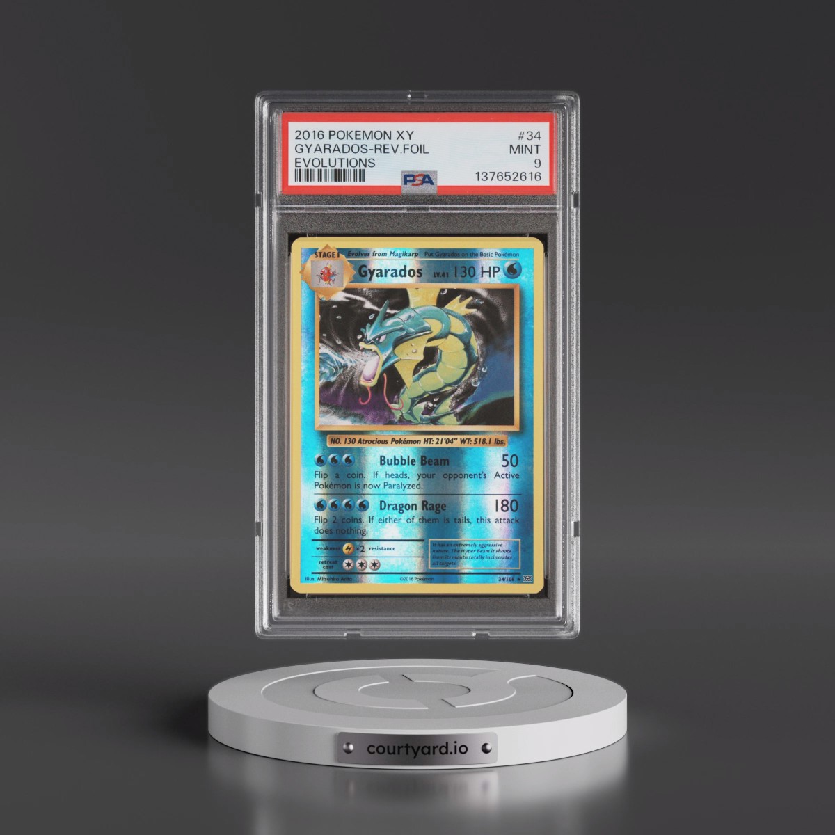 2016 Pokémon XY Evolutions #34 Gyarados - Reverse Foil (PSA 9 MINT)