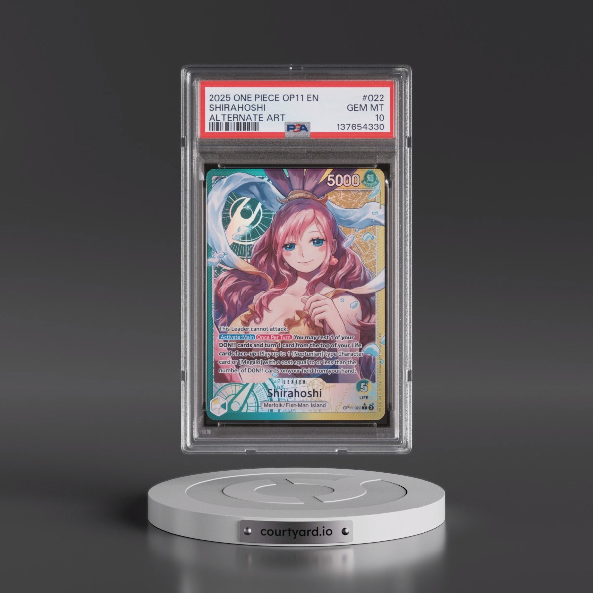2025 One Piece OP11-A Fist of Divine Speed #022 Shirahoshi - Alternate Art (PSA 10 GEM MINT)