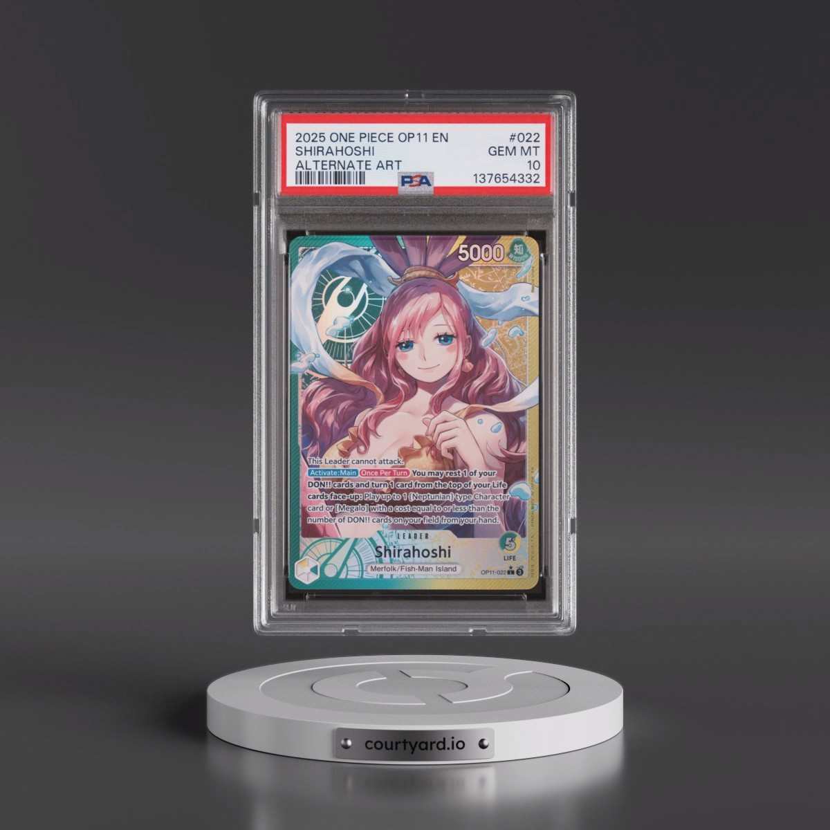 2025 One Piece OP11-A Fist of Divine Speed #022 Shirahoshi - Alternate Art (PSA 10 GEM MINT)