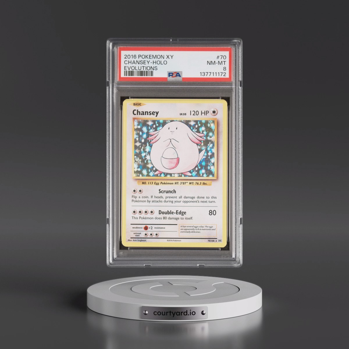 2016 Pokémon XY Evolutions #70 Chansey - Holo (PSA 8 NM-MT)