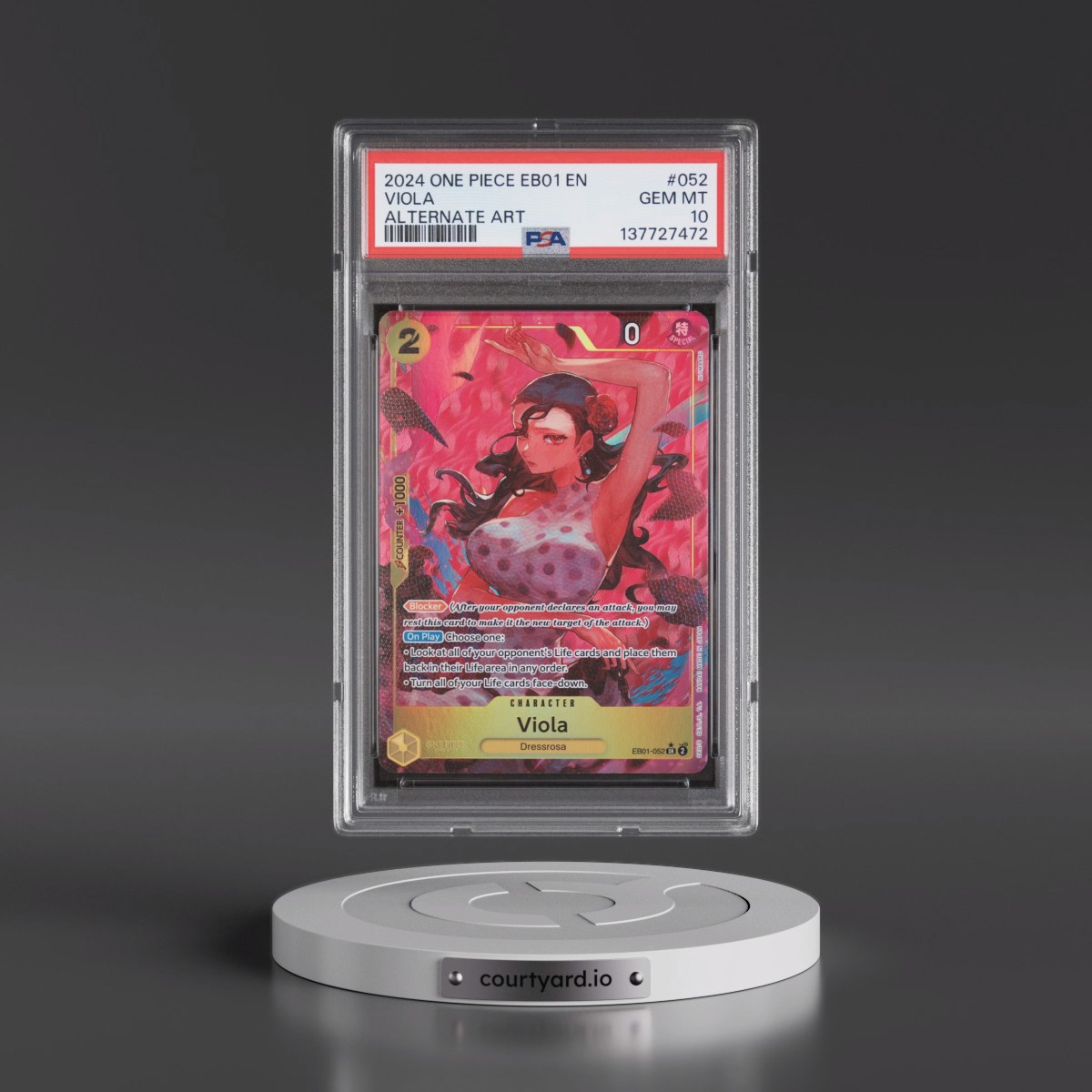 2024 One Piece Extra Booster -Memorial Collection #052 Viola - Alternate Art (PSA 10 GEM MINT)