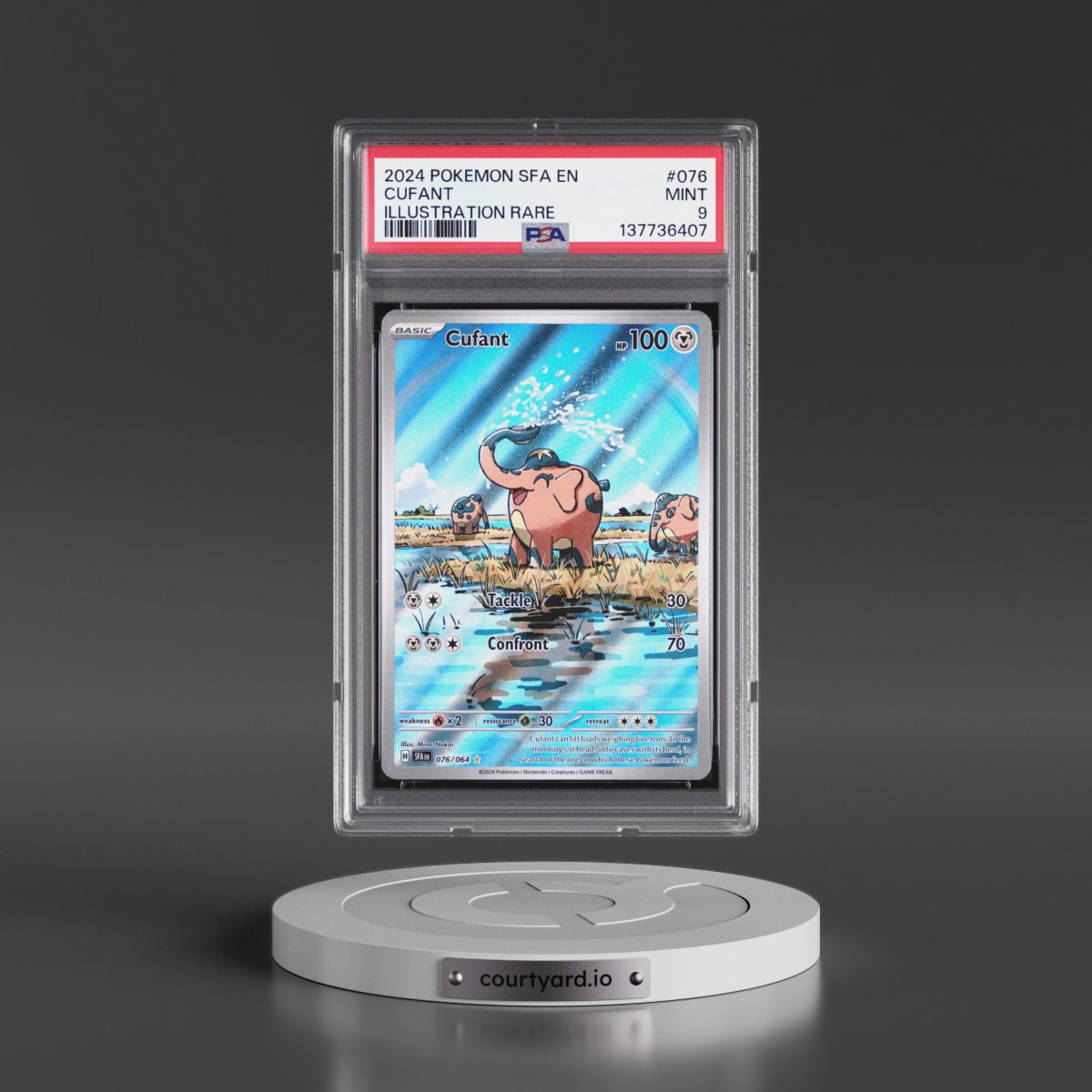 2024 Pokémon Sfa EN-Shrouded Fable #076 Cufant - Illustration Rare (PSA 9 MINT)