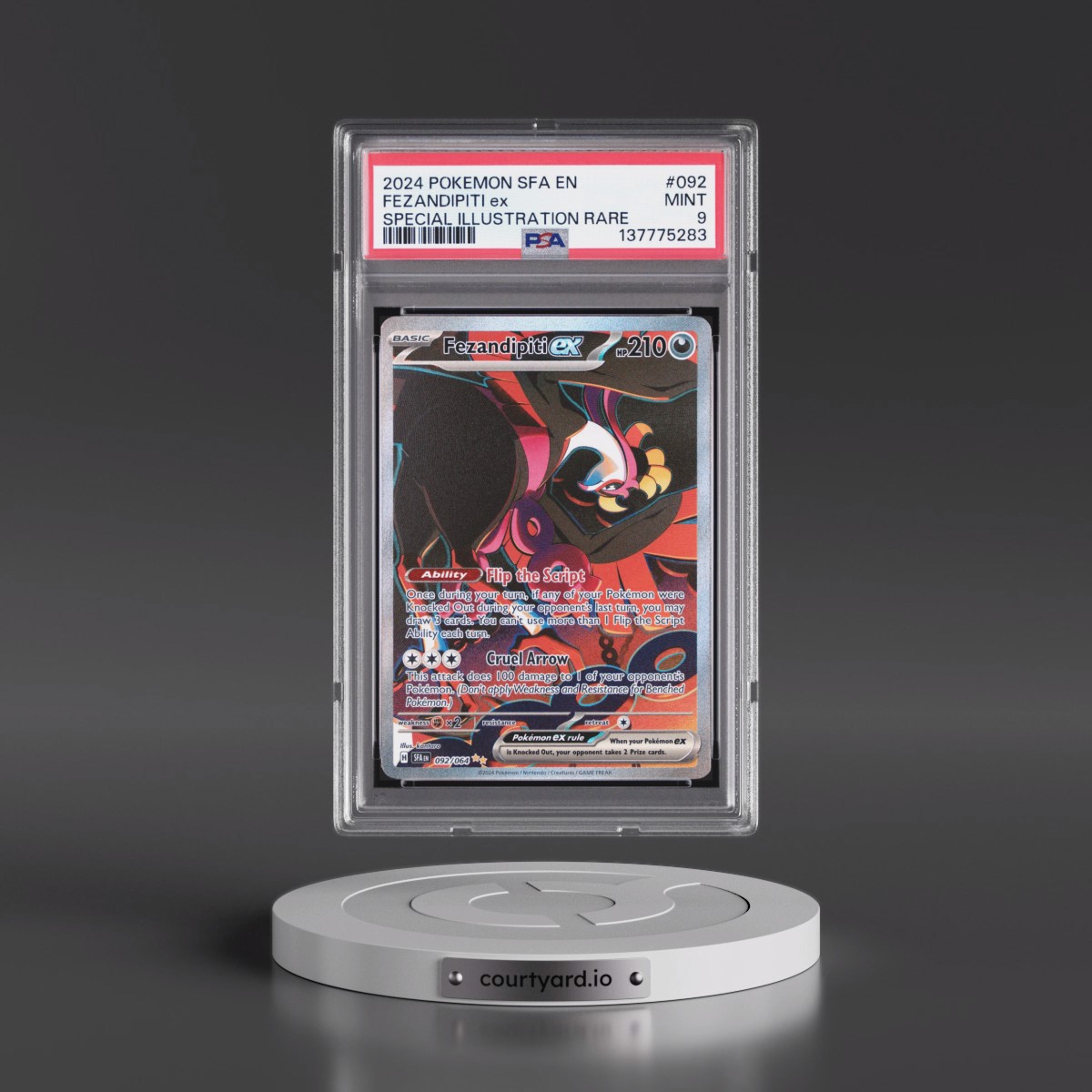 2024 Pokémon Sfa EN-Shrouded Fable #092 Fezandipiti EX - Holo Special Illustration Rare (PSA 9 MINT)